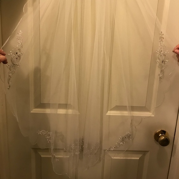 Ivory beaded lace val David’s bridal